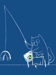 窗口中的猫和鱼